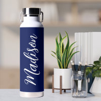 Chic Navy Blue Personalised Name in White Script