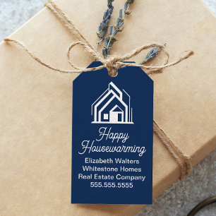 Chic Navy Blue Real Estate Company Custom Realtor Gift Tags