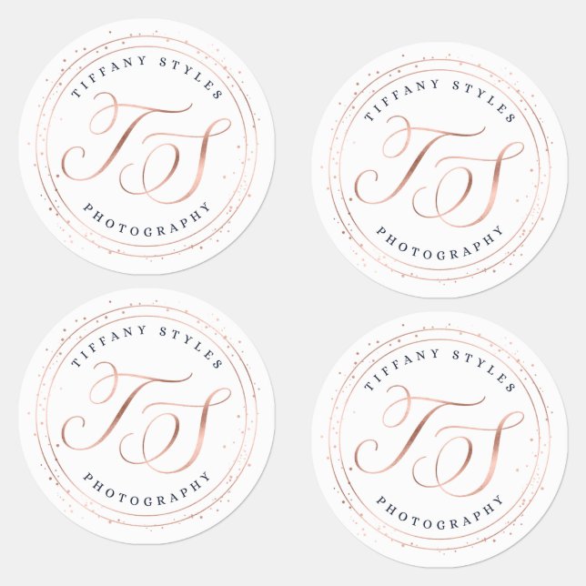 Chic Navy Blue & Rose Gold Dots Company Logo (Group)