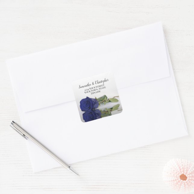 Chic Navy Blue Rose Return Address Envelope Seal (Envelope)