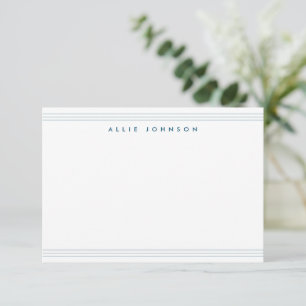 Chic Navy Blue Triple Line Two Border Name Card