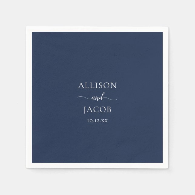 Chic Navy Blue Wedding Napkins (Front)