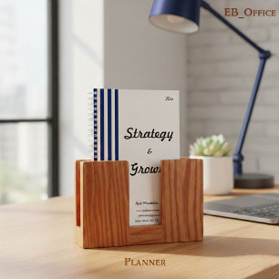 Chic Navy Blue & White Stripes Customizable Busine Planner