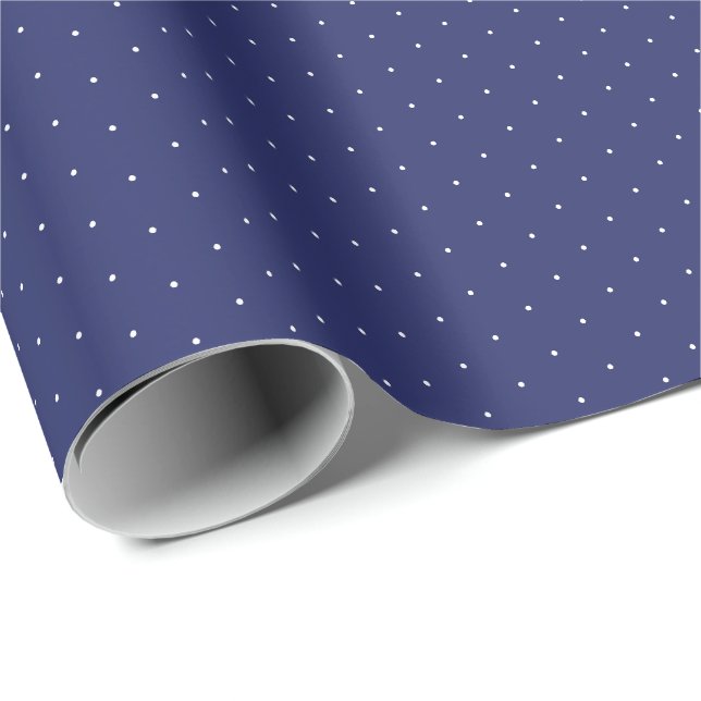 Chic navy blue white tiny polka dots cute elegant wrapping paper (Roll Corner)