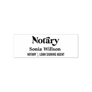 Chic Navy Notary Public Loan Signing Photo QR Code Self-inking Stamp