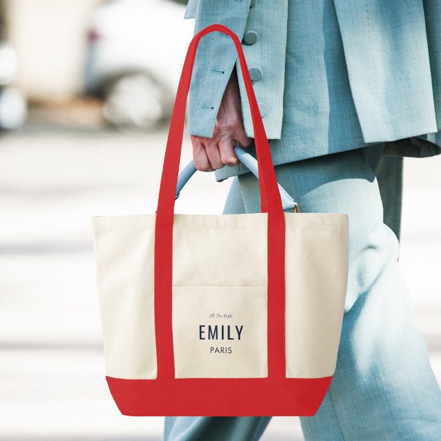 Chic Navy Red Beauty / Fashion Branded Promotional Tote Bag (Creator Uploaded)