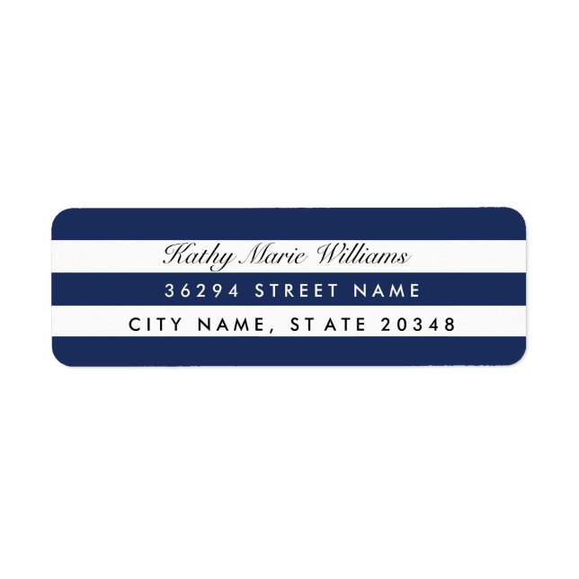 Chic Navy Striped Address Labels (Front)