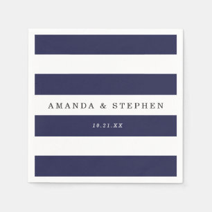 Chic Navy Stripes Wedding Napkin