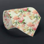 Chic Neck Tie With Antique Floral Roses Pattern<br><div class="desc">Unique neck tie with contemporary image of pastel pink, sage and mint green, teal and light blue, coral red and pale orange coloured rose flower pattern. Ornate, funky, modern and whimsical hipster design for the artistic or artsy hip trend setter, vintage retro, nouveau deco art style lover. Unique, pretty, decorative,...</div>