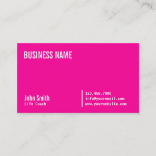 Chic Neon Pink Life Coach Business Card