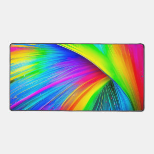 Chic Neon Rainbow Colours Abstract Design Desk Mat