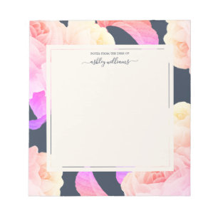 Chic Neon Rose Dark Blue Personalised Notepad