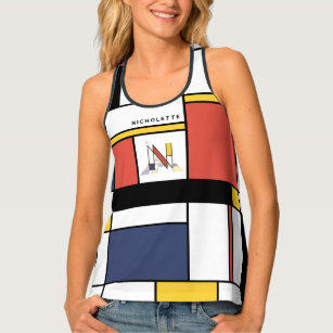 Chic Neoplasticism Style Monogram. Letter N Tank Top