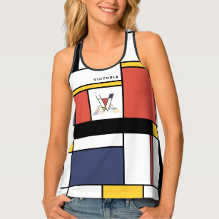 Chic Neoplasticism Style Monogram. Letter V Tank Top