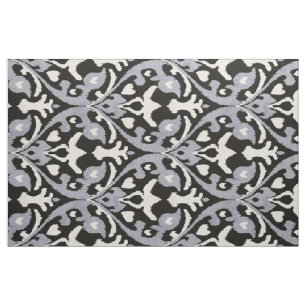 Chic neutral black grey white ikat tribal patterns fabric