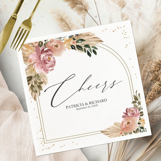 Chic Neutral Colours Boho Floral Wedding Napkins (Creator Uploaded)
