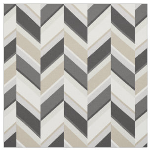 Chic neutral grey beige geometric chevron pattern fabric