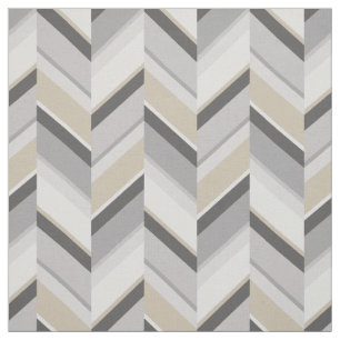 Chic neutral grey beige geometric zigzag pattern fabric