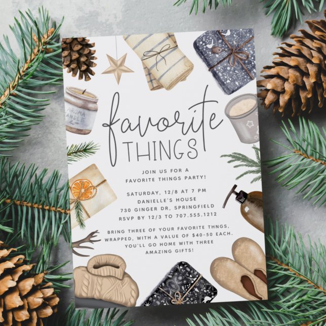 Chic Neutral Holiday Favourite Things Party Invitation (Creator Uploaded)
