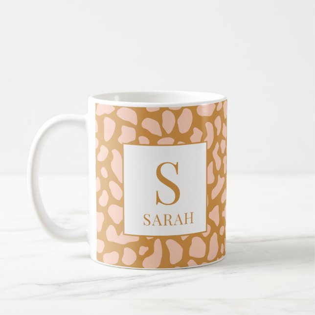 Chic Neutral Leopard Spots Custom Name Mug (Left)