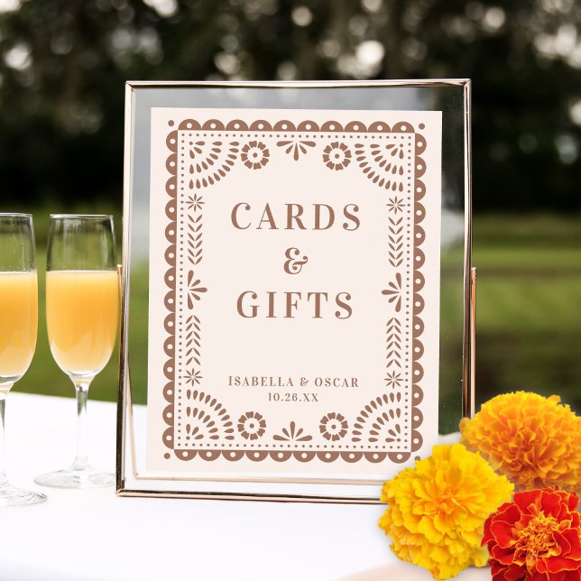 Chic Neutral Papel Picado Wedding Reception Sign (Creator Uploaded)