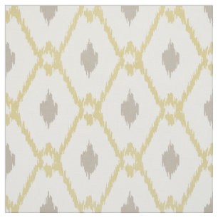 Chic neutral yellow taupe ikat diamond pattern fabric