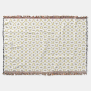 Chic neutral yellow taupe ikat diamond pattern throw blanket