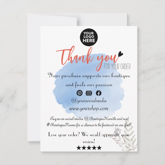 Chic Neutrals:Minimalistic Boutique Thank You Card (Front)
