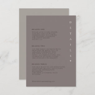 Chic Neutrals Wedding Details Warm Grey ID1020 Enclosure Card