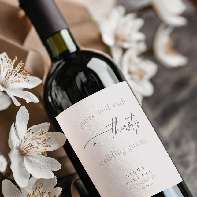 Chic Neutrals Wedding Humour Powder ID1020 Wine Label (Creator Uploaded)