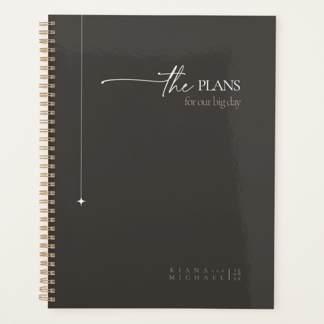 Chic Neutrals Wedding Plans Charcoal ID1020 Planner (Front)