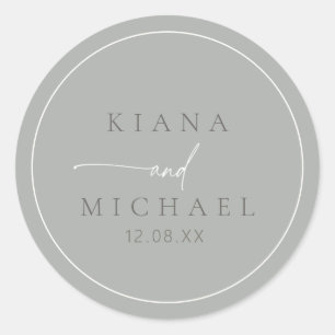 Chic Neutrals Wedding Sage Grey ID1020 Classic Round Sticker