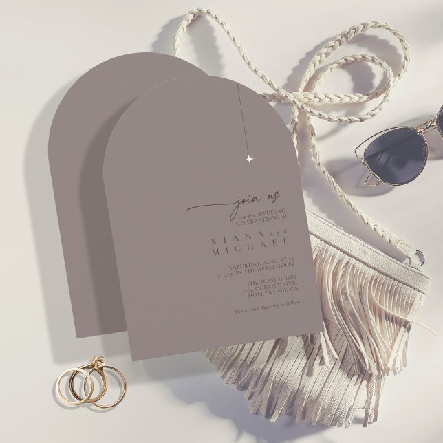 Chic Neutrals Wedding Warm Grey Arch ID1020 Invitation (Creator Uploaded)