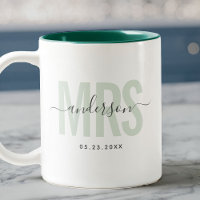 Chic New MRS Custom Name Wedding Date Sage Green