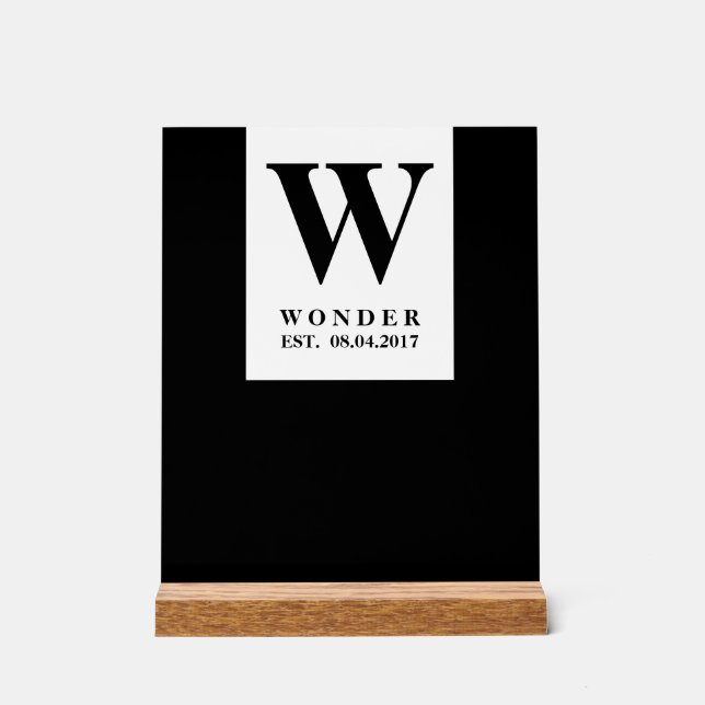 Chic Newly Wed Design Acrylic Sign (Front)