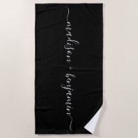 Chic Newlywed Monogram Names Black White
