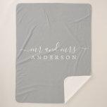 Chic Newlywed Mr Mrs Grey Monogram Sherpa Blanket<br><div class="desc">Chic, modern monogrammed sherpa blanket with the text Mr and Mrs in white elegant script on an grey background. Simply add your married name. The colour dark concrete grey is used for this stylish design. Perfect luxury gift for the newlywed couple. If you need any help or matching products please...</div>