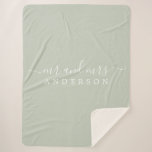 Chic Newlywed Mr Mrs Pastel Green Monogram Sherpa Blanket<br><div class="desc">Chic, modern monogrammed pastel green sherpa blanket with the text Mr and Mrs in white elegant script. Simply add your married name. The colour pastel green is used for this stylish design. Perfect luxury gift for the newlywed couple. If you need any help or matching products please contact us at...</div>
