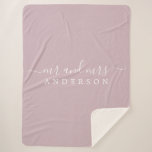 Chic Newlywed Mr Mrs Pastel Purple Monogram Sherpa Blanket<br><div class="desc">Chic, modern monogrammed pastel purple sherpa blanket with the text Mr and Mrs in white elegant script. Simply add your married name. The colour pastel purple is used for this stylish design. Perfect luxury gift for the newlywed couple. If you need any help or matching products please contact us at...</div>