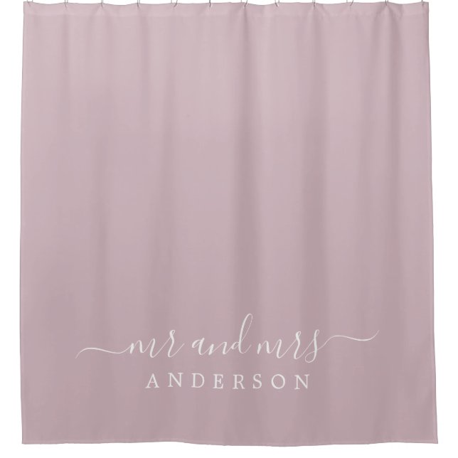 Chic Newlywed Mr Mrs Pastel Purple Monogram Shower Curtain (Front)
