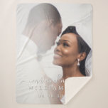 Chic Newlywed Mr Mrs Wedding Photo Sherpa Blanket<br><div class="desc">Chic, modern monogrammed wedding photo sherpa blanket with the text Mr and Mrs in white elegant script calligraphy and your wedding date in modern typography. Simply add your married name, wedding date and wedding photo. Perfect luxury keepsake gift for the newlywed couple. Exclusively designed for you by Happy Dolphin Studio....</div>