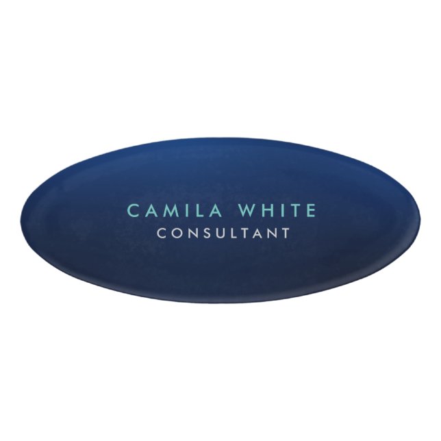Chic Night Blue Elegant Professional Name Tag (Front)