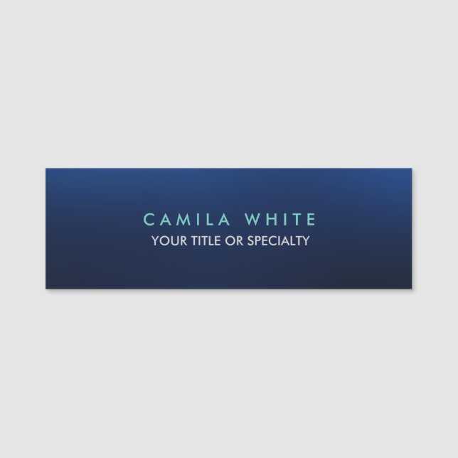 Chic Night Blue Elegant Professional Name Tag (Front)