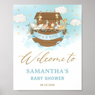 Chic Noah's Ark Boy Baby Shower Welcome Sign
