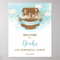 Chic Noah's Ark Boy Birthday Party Welcome