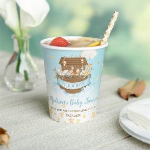 Chic Noah's Ark Cute Animals Blue Boy Baby Shower  Paper Cups
