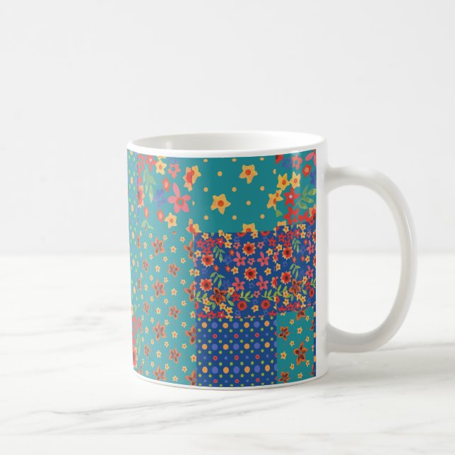 Chic Nostalgic Faux Patchwork Coffee Mug (Right)
