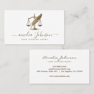 Chic Notary Loan Signing Agent White Gold Glitter Business Card