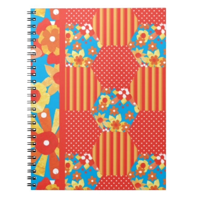 Chic Notebook Floral Stripes Polka Dots Patchwork (Front)