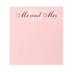 CHIC NOTEPAD_""Mr and Mrs" WHITE/BLUSH PINK Notepad